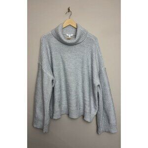 Haven Well Within Sweater Size 2XL Cowl Blue Cropped Flare Sleeve Wool Blend